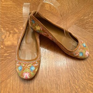 Bally Suede Floral Ballet Flats